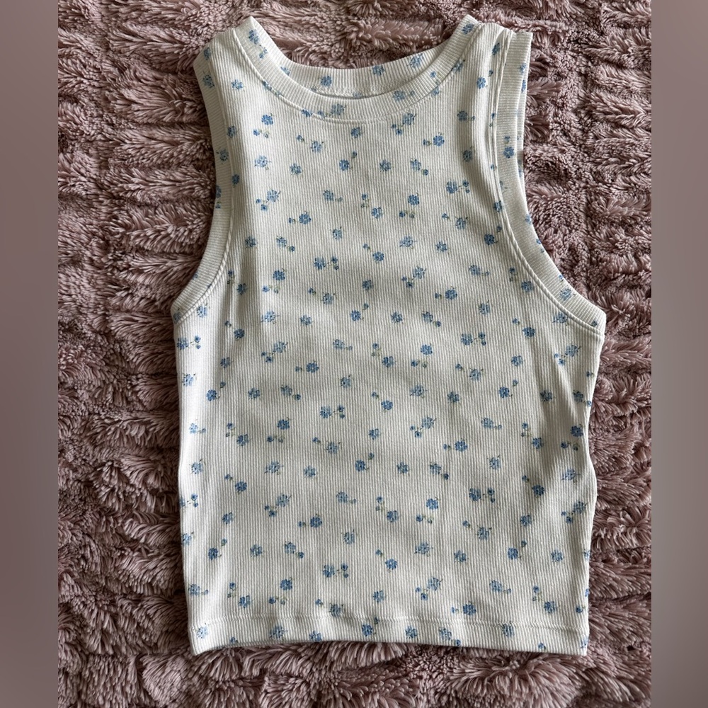 high ribbed high neck tank top